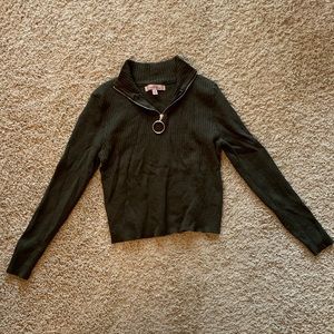 Love Tree Cropped Sweater 3 quarter Zip M